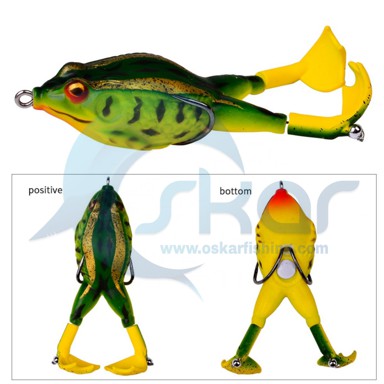 ست 5 عدی طعمه قورباغه سیلیکونی پا چرخان ضد خزه