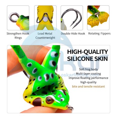 ست 5 عدی طعمه قورباغه سیلیکونی پا چرخان ضد خزه