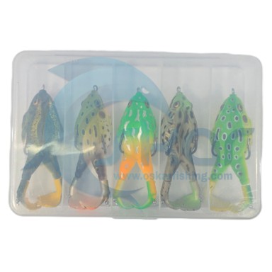 ست 5 عدی طعمه قورباغه سیلیکونی پا چرخان ضد خزه