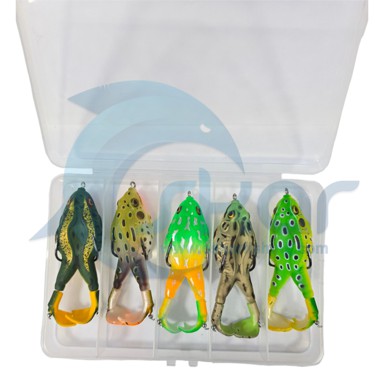 ست 5 عدی طعمه قورباغه سیلیکونی پا چرخان ضد خزه